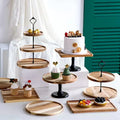Acacia Round Wood Tray Tiered 2 Tier Tray Decorative Food Fruit Cake Cookie Snack  Wooden Serving Tray