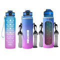 1 Liter Motivational Water Bottle With Sleeve case 32oz Frosted Gradient Sports Drinkware With Cover 32oz Bpa Free Water Bottle