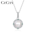 CZCITY Pendent 925 Sterling Silver Girl Designer Freshwater Round Jewelry S925 Pendant Charm for Necklace