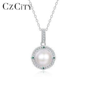 CZCITY Pendent 925 Sterling Silver Girl Designer Freshwater Round Jewelry S925 Pendant Charm for Necklace