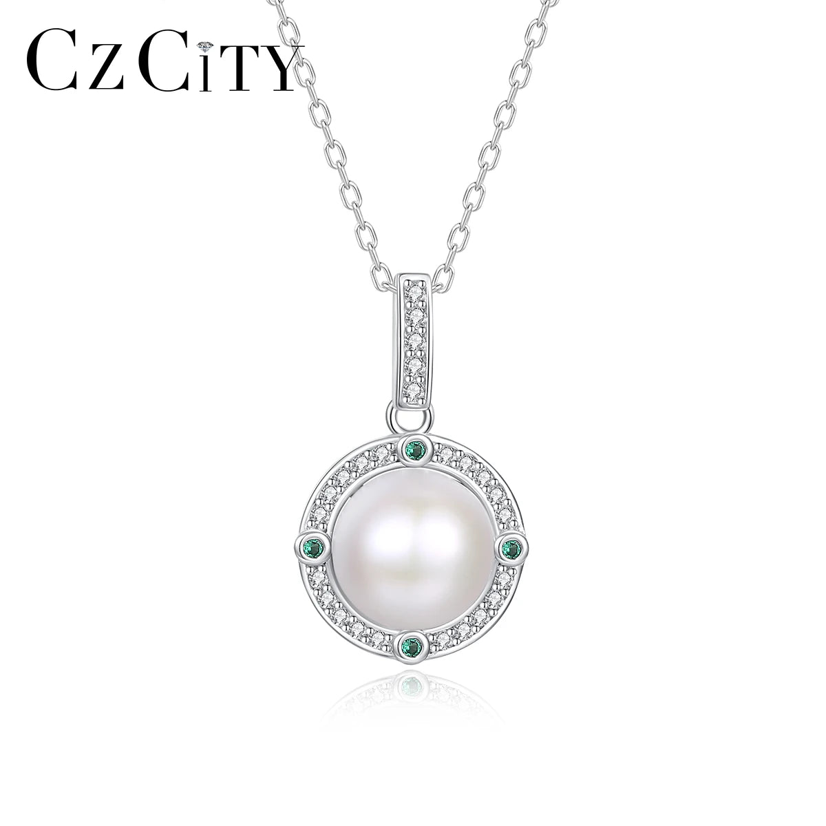 CZCITY Pendent 925 Sterling Silver Girl Designer Freshwater Round Jewelry S925 Pendant Charm for Necklace