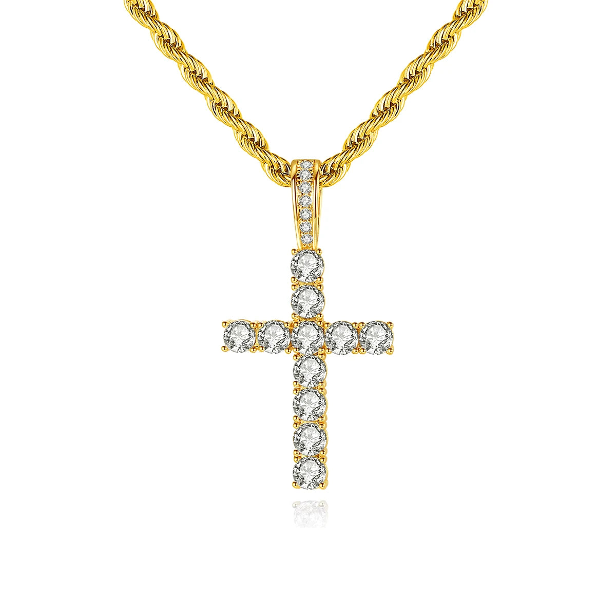 JINSE Cross Necklace Jewelry Religious Jesus Cross Dog Tags Necklace Hip Hop Cz Cross Necklace