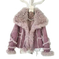 Custom Soft Women Elegant Warm Luxury Double Sided Sheepskin Fur Jacket Winter Ladies Genuine Shearling Wool Sheep Leather Coat