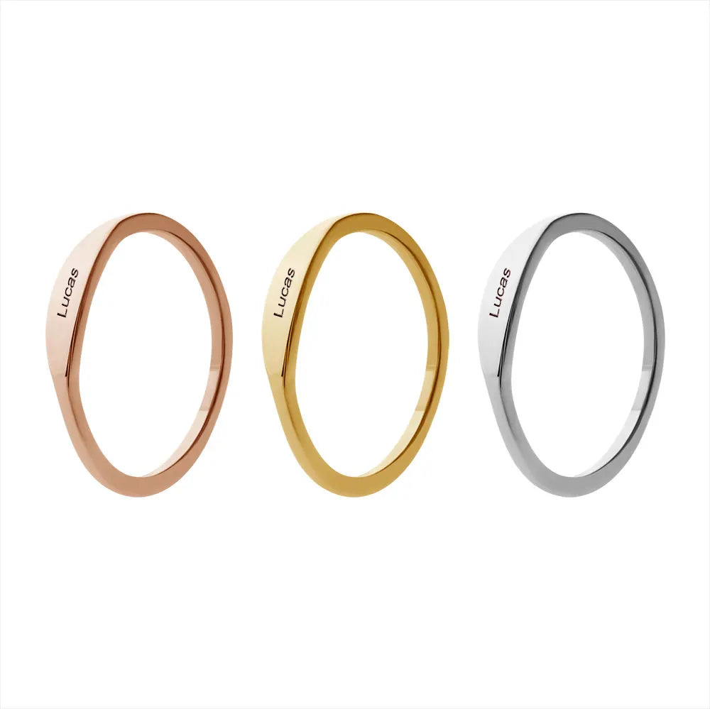 Simple Glossy Custom Name Rings Stainless Steel Finger Rings Jewelry for Women Parties Engagement Anniversaries