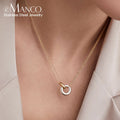 EManco INS Minimalist Double Circle Pendant Necklace Mixed Gold Silver Ring Pendant Necklace Stainless Steel Jewelry Wholesale