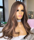 Unprocessed Highlights Raw Peruvian Hair Wig for Black Women Bleached Knots Closure 100 Percent Swiss Lace Front Human Hair Wigs