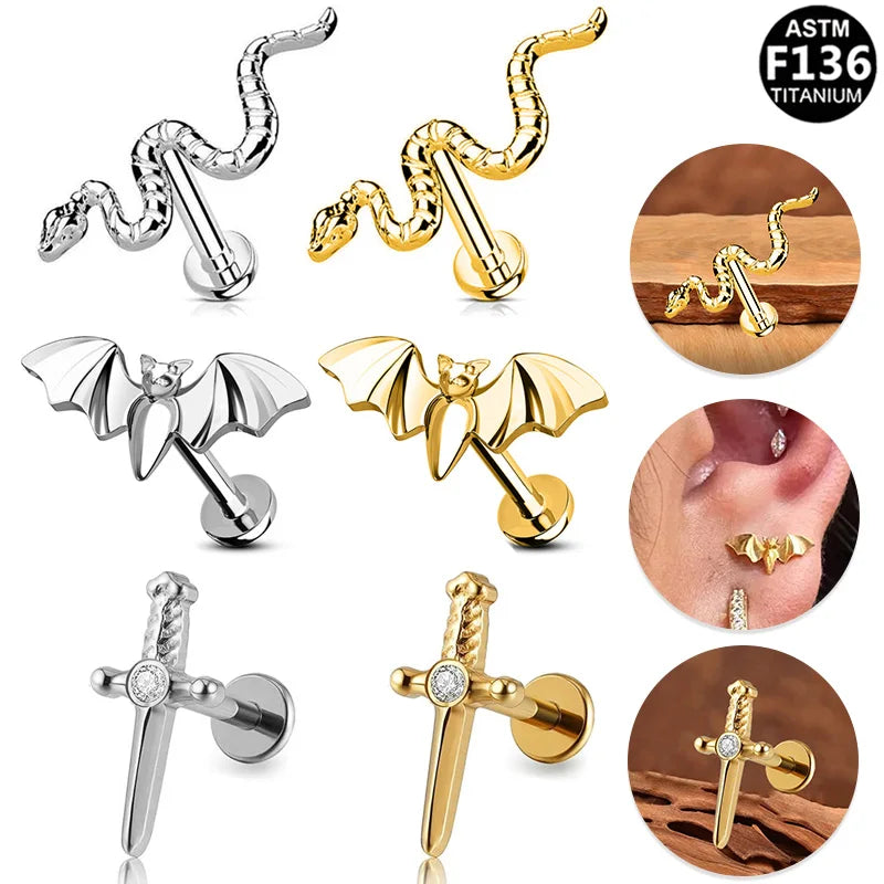 Getta Trend ASTM F136 Titanium Lip Labret Body Jewelry Fashionable G23 Labret Piercing Earring
