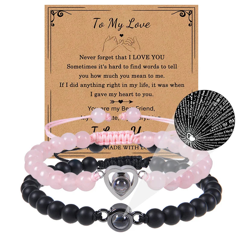 It Sells in 100 Languages Projection Bracelet Couple Couple Stone Bead Bracelet Long Distance