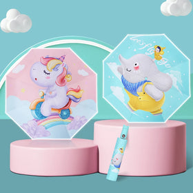 Black Glue Lovely Sunny and Rainy Umbrella Automatic Kids Umbrella Folding Children's Umbrellac Cartoon Umbrella with logo