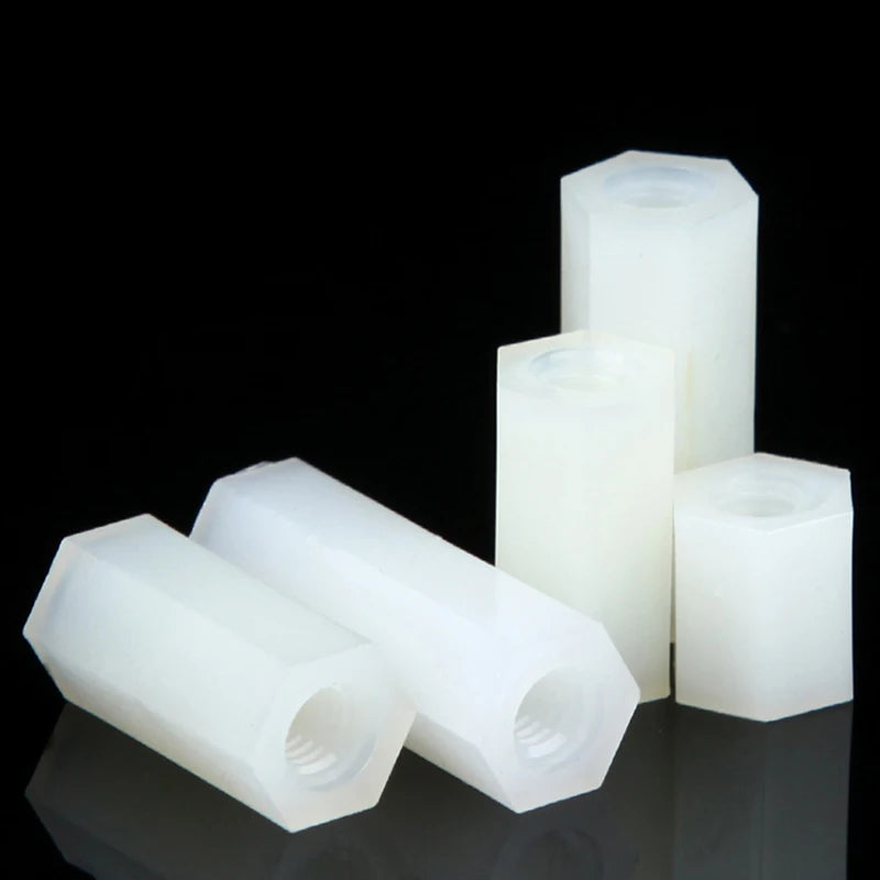 M2 M2.5 M3 M4 White Hex Nylon Standoff Spacer Column Flat Head Double Pass Nylon Plastic Spacing Screws