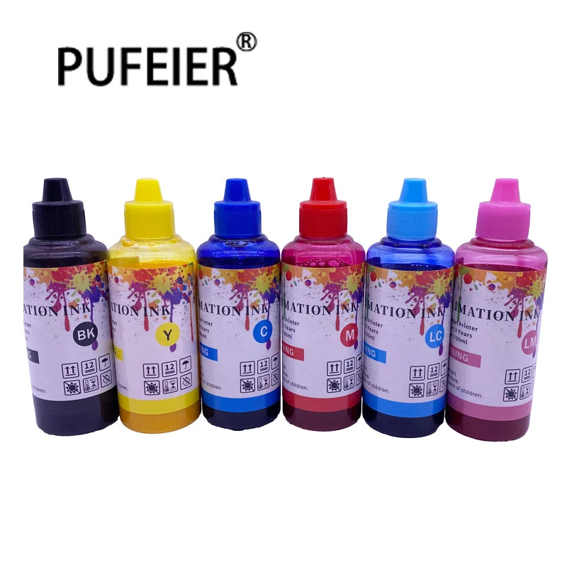 100ML Bottle Refill Sublimation Ink Compatible for Epson 6 Color Inkjet Printer Sublimation Heat Transfer Ink