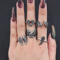 Hiphop Open Adjustable Guarding Angel Wing Heart Finger Ring Fashion Exquisite Jewelry for Women