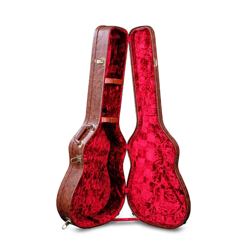 WC16-W2 OEM RM PVC Leather Wooden Acoustic Guitar Hard Case Crush Velve Interior Handmade Handle Waterproof 5mm Plywood 20mm