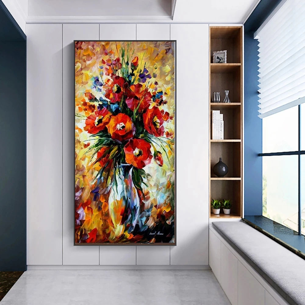 Hot Selling Wholesale Dropshipping Home Decor Oil Painting Abstract Flower and Knife Oil Painting