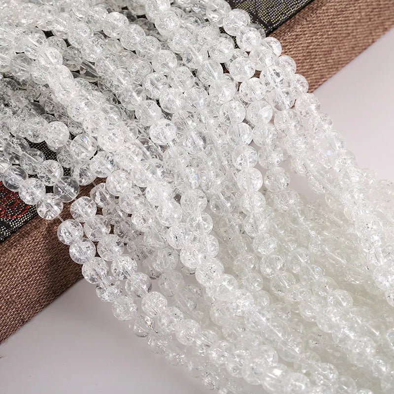 JC Crystal Factory Price Aesthetic Crackle Glass Beads 8mm Round Crystal Crackle Beads for Jewelry Making