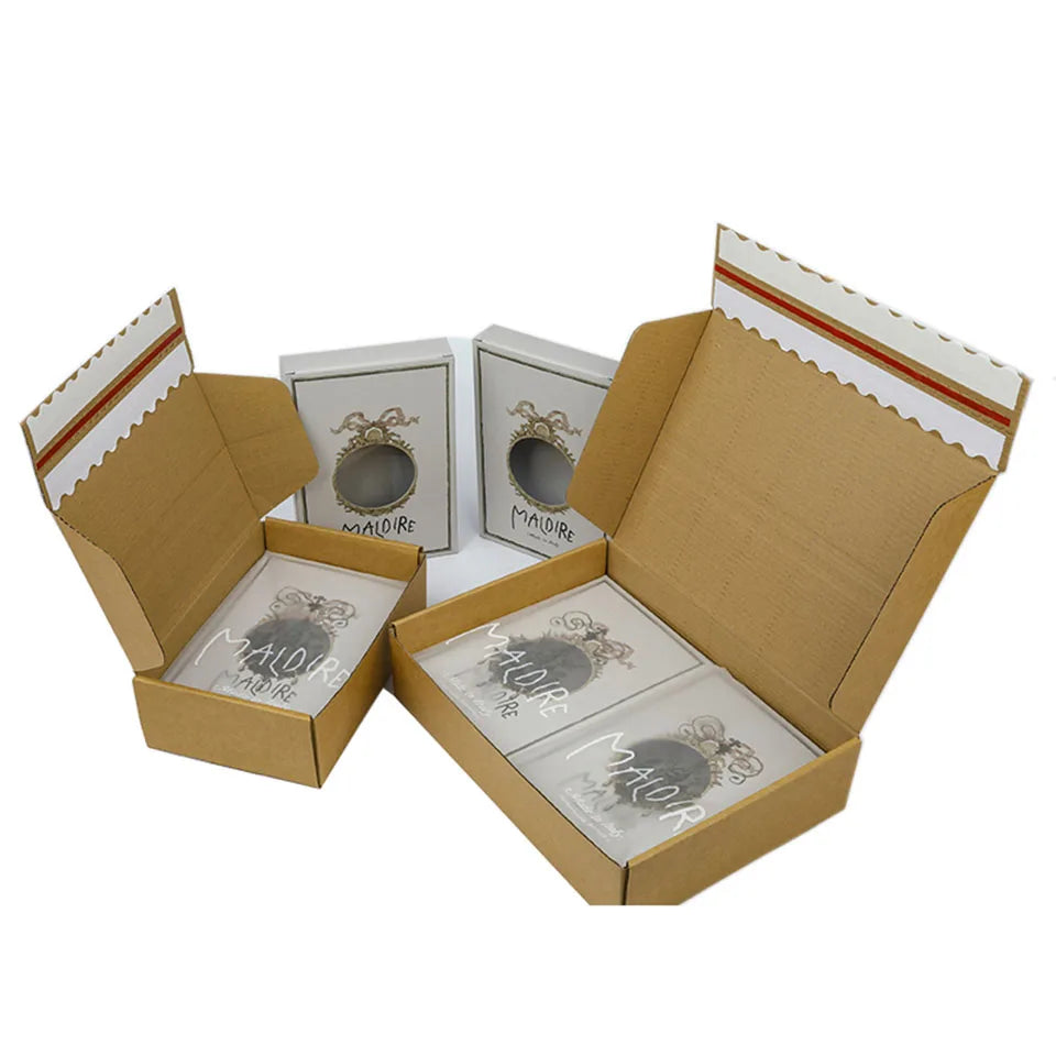 Custom Print Logo Small Shipping Pr Mailer Packaging Box  Tear-off Strip Cardboard Kraft Paper Box With  E Flute