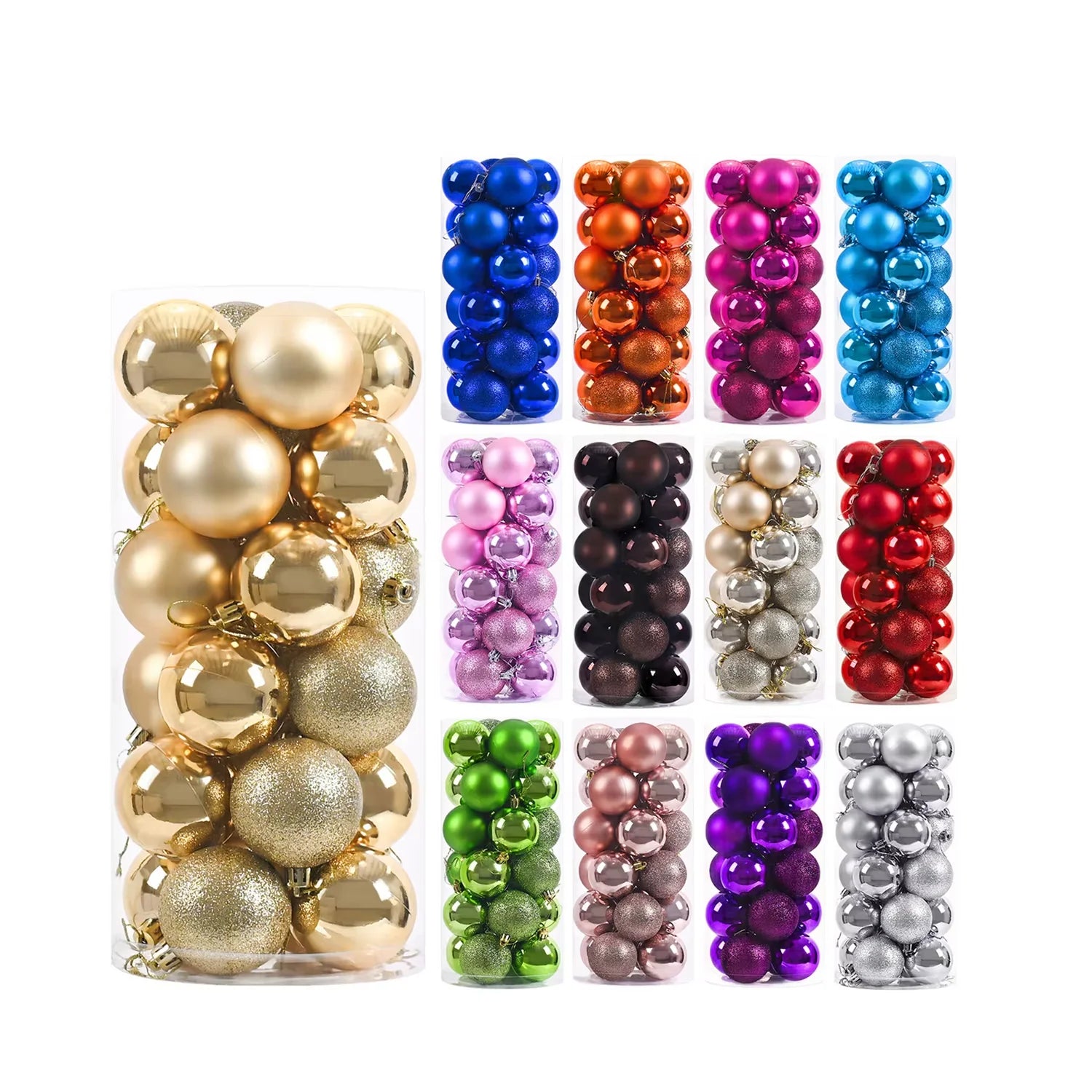 DAMAI 24Pcs Christmas Balls Ornaments for Xmas Christmas Tree Shatterproof Christmas Tree Decorations Hanging Ball