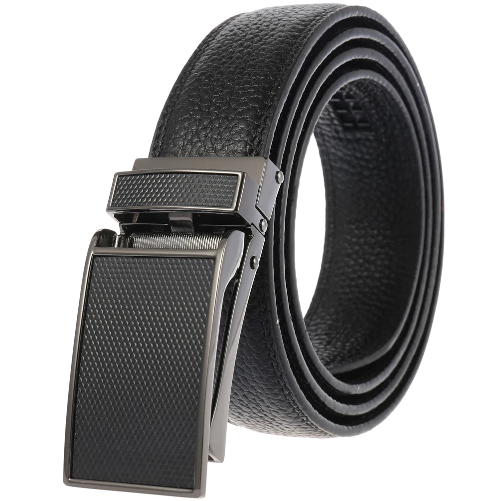 Wholesale Simplicity Design Custom Print logo and Length Cowhide Leather Belt Man's Automatic Belts Ratchet Automatic Belt