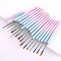 15 Pcs French Manicure Nail Art Pen Set Kolinsky Brush Nails Cleaning Brush Metal Handle Finger Gap Tool Crystal Mink Brush