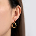 Luxury Fashion Jewelry 2023 Irregular Gold Hoop Earrings Stainless Steel Trending Chunky Geometric Oval Hoop Earrings for Women