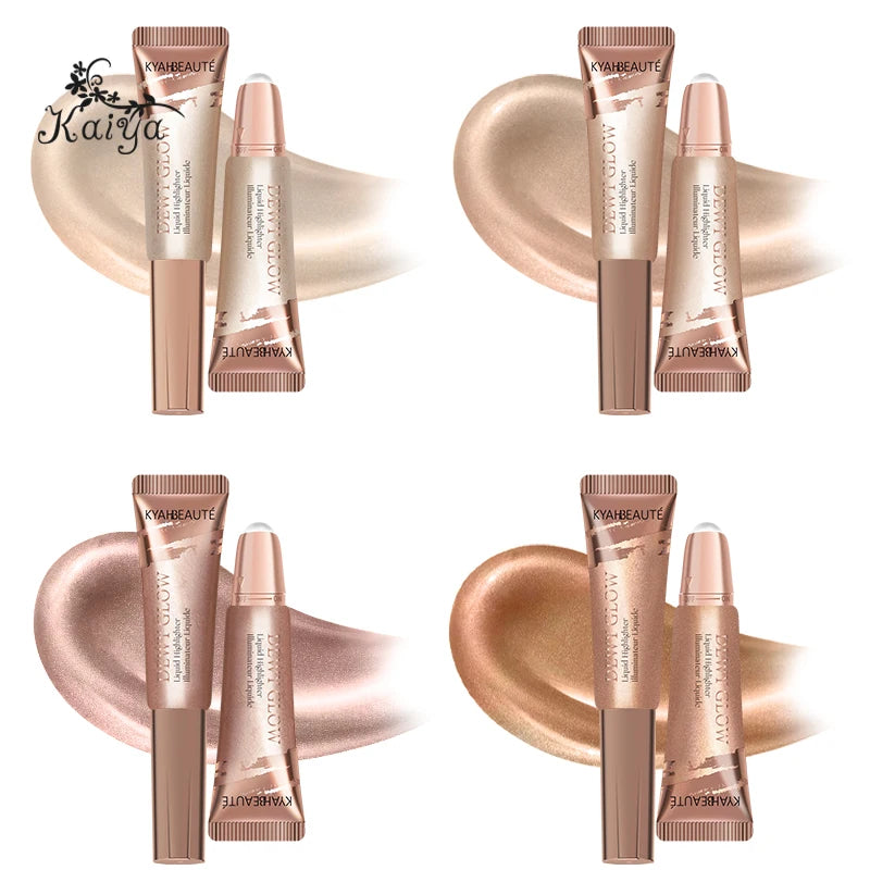 Low MOQ Mineral Pearl Face Smooth Moist Highlighting Makeup Roll Design Soft Cream Waterproof Highlight Blendable Shimmer Liquid