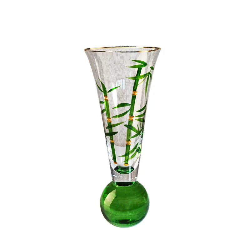 China Factory Vintage Medieval Green Glass Beads Hand-painted Gold Rim 200ml Juice Glass Cocktail Glass