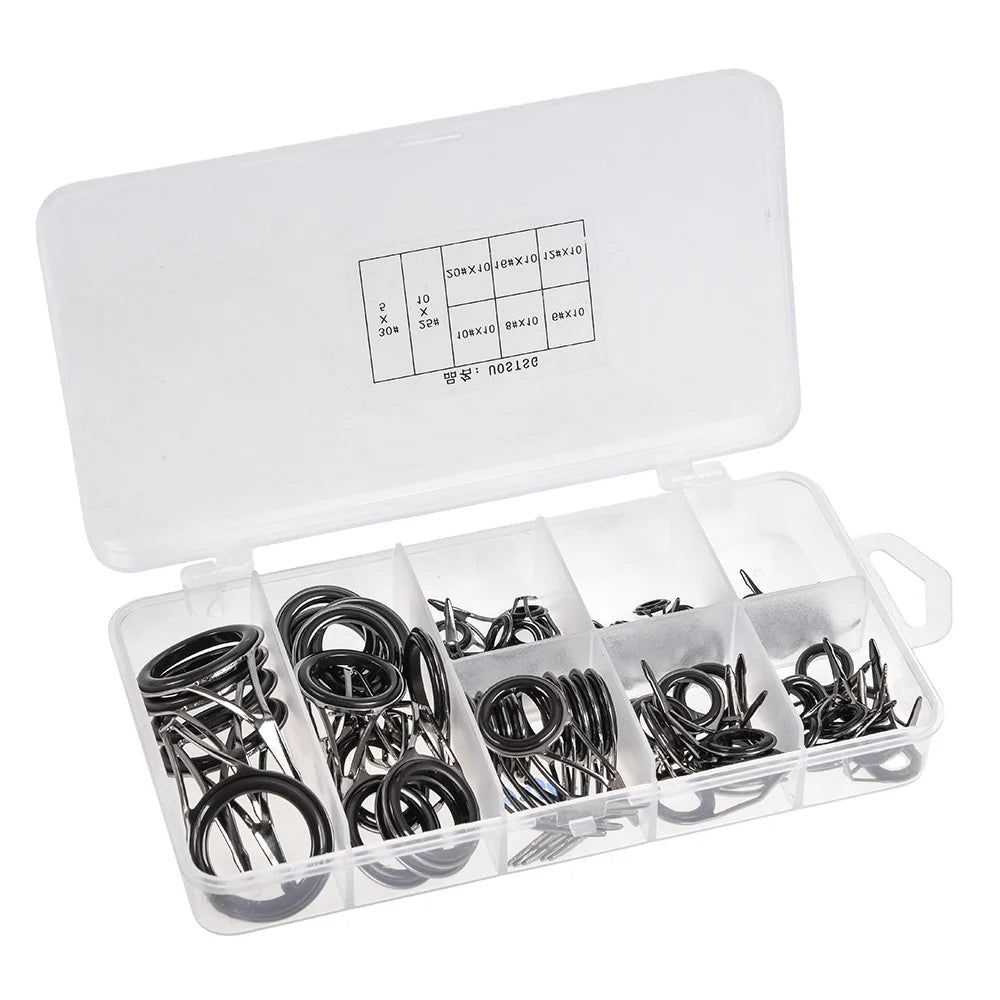 DORISEA 27926 Portable Durable Fishing Rod Guide Rings 75pcs/Box Stainless Steel and Ceramic Inner Ring for Lake River Fishing