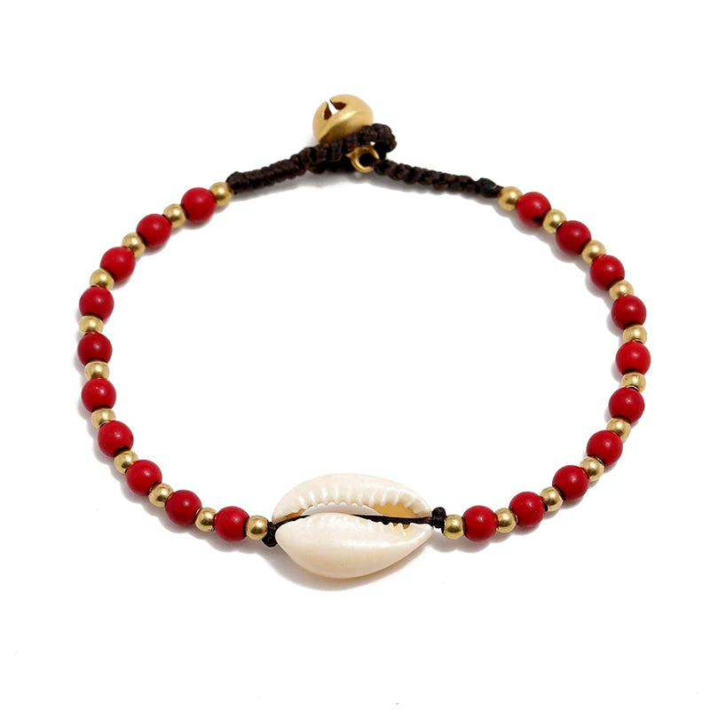 Handmade Bohemian Summer Beach Bracelet for Girls Colorful Turquoise Beaded Stone Bright Copper Hawaiian Fashion Charm Bracelets