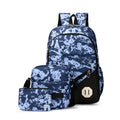 Stylish 3 in 1 Oxford Polyester Outdoor Travelling Letter Pattern Backpack with Air Cushion Belt for Teenage School Bags Set