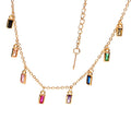 Copper Colorful Zircon Charms Chain Choker Long Necklace Fashion Women European Party Fine Jewelry