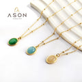 Ason Jewelry Manufacturer Fashion Women 18k Gold Plating Chain Opal Charm Necklace Stainless Steel Chain Design Pendant Necklace