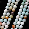 Wholesale Natural Colorful Amazonite Smoorh Round Stone Loose Beads for Jewelry Making Design DIY