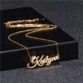 Custom Name Women's Stainless Steel 18K Gold Plated Pendant Necklace Double Sided Romantic Link Geometric Pattern Anniversary