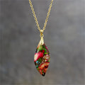 Crystal Jade Emperor's Stone Pendant Necklace Stainless Steel Chain Imperial jasper Natural Stone Pendant Necklace