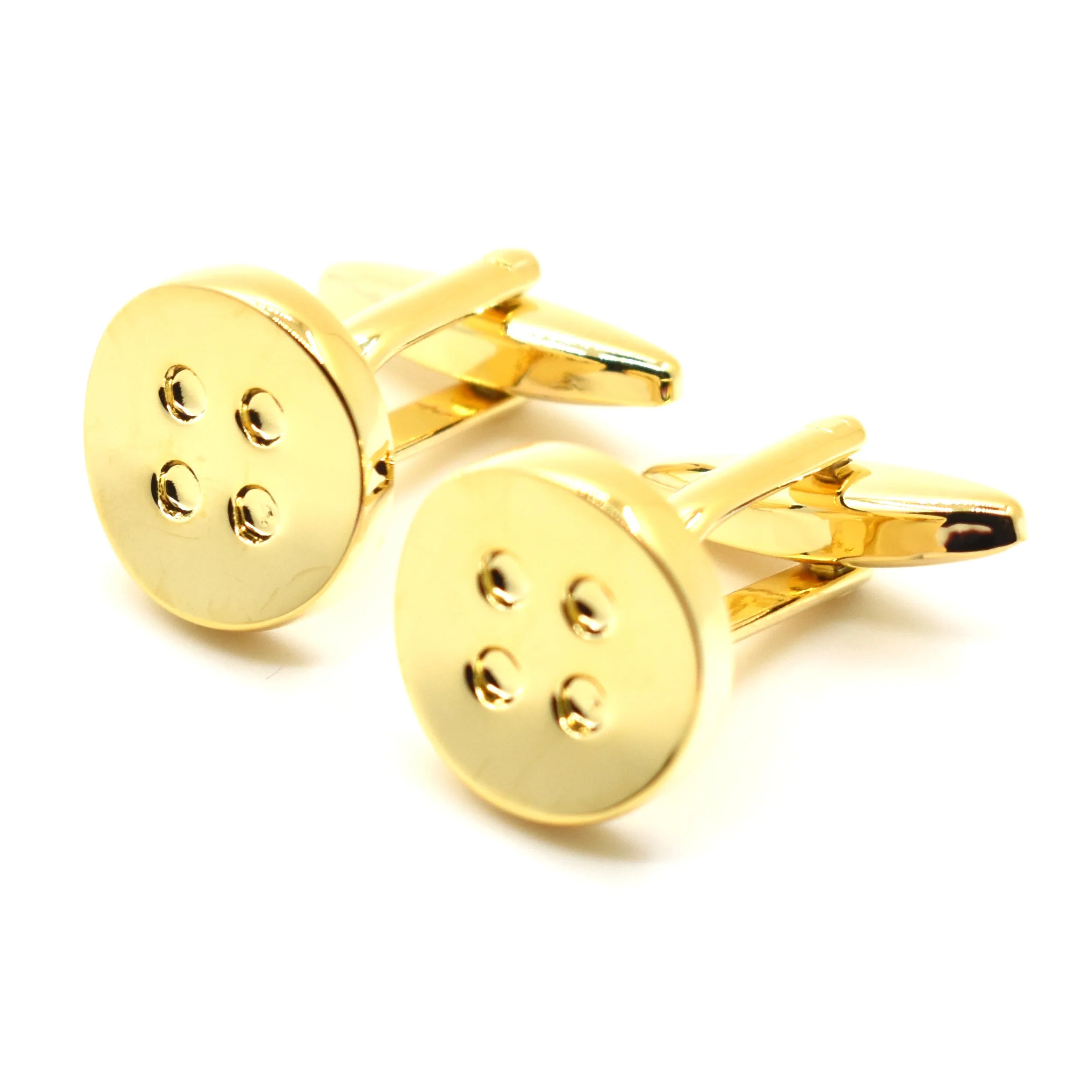 Wholesale Gold Plated Round Button Cuff Link Set Custom Mens Business Suit Shirt Wedding Tuxedo Fashion Accessory Tie Clip Set