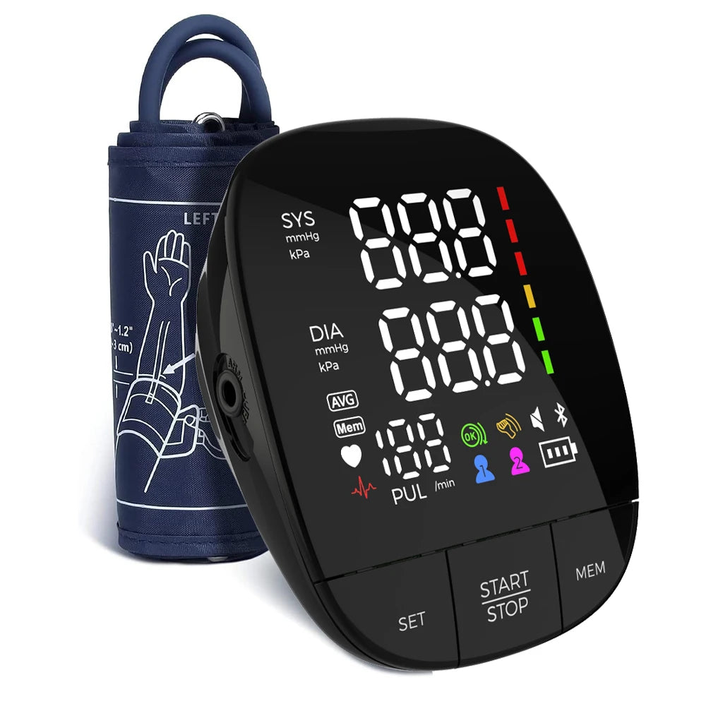 Factory Price Full Black Panel LED Big Screen Electronic Sphygmomanometer Upper Arm Automatic Blood Pressure Monitor Digital
