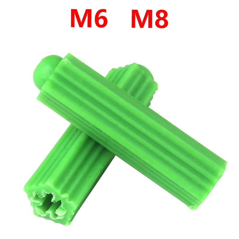 M6 M8 Green Nylon Plunger Drywall Plastic Wall Plug Anchor Bolt Expansion Tube Rubber Plug Fixing Wall Anchor
