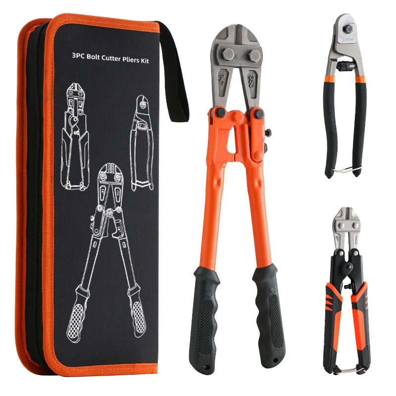 14\" CRV High Hardness Cutting Pliers Kit 3pcs Bolt Cutter 8\" Mini Wire Cutter for DIY OEM Customizable for Electrician Wireman