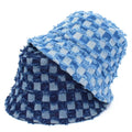 Fashion Casual Denim Tassel Checkerboard Fisherman Hat Women Street Style Hip Hop Cowboy Bucket Hat