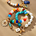 Cross-Border New Summer Collection Gold Plated Brass Bracelet Cute Heart Fresh Small Fish Shell Orange Beads for Girls
