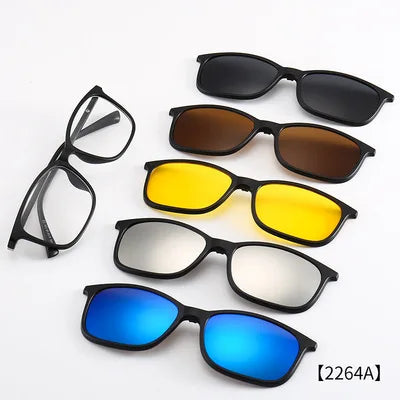 5 in 1 Custom Men Women Polarized Optical Magnetic Sunglasses Clip Magnet Clip on Sunglasses Clip on Sun Glasses Frame