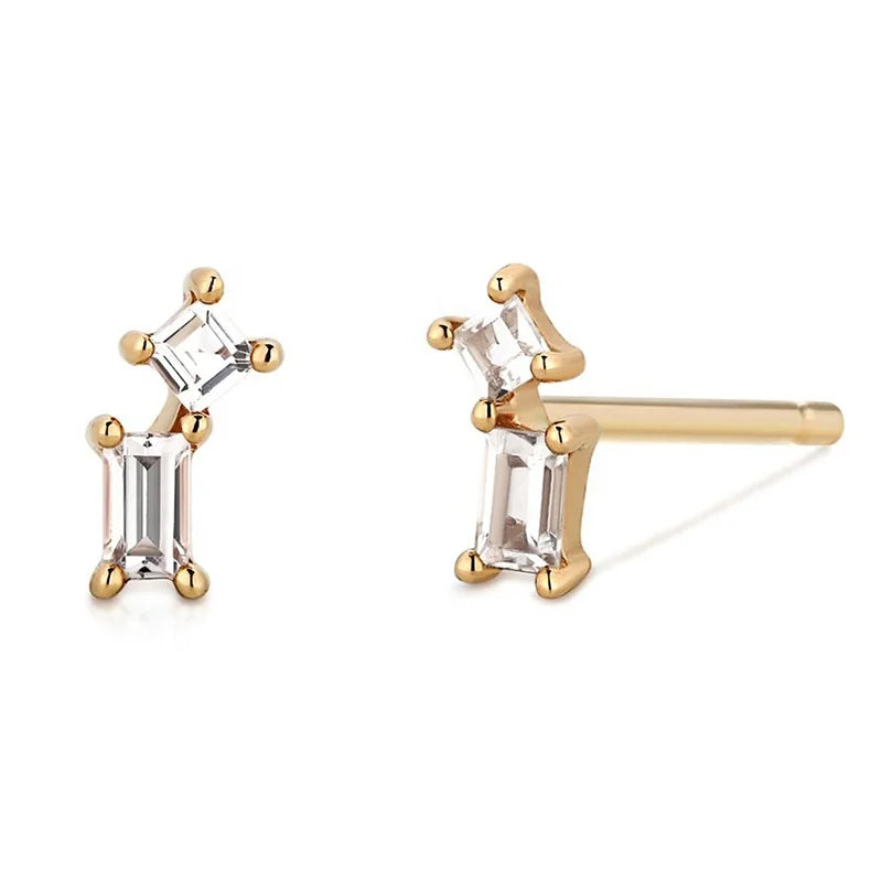 Zircon Stud Earrings Diamond CZ Studs Hypoallergenic Earring Jewelry for Women Girls