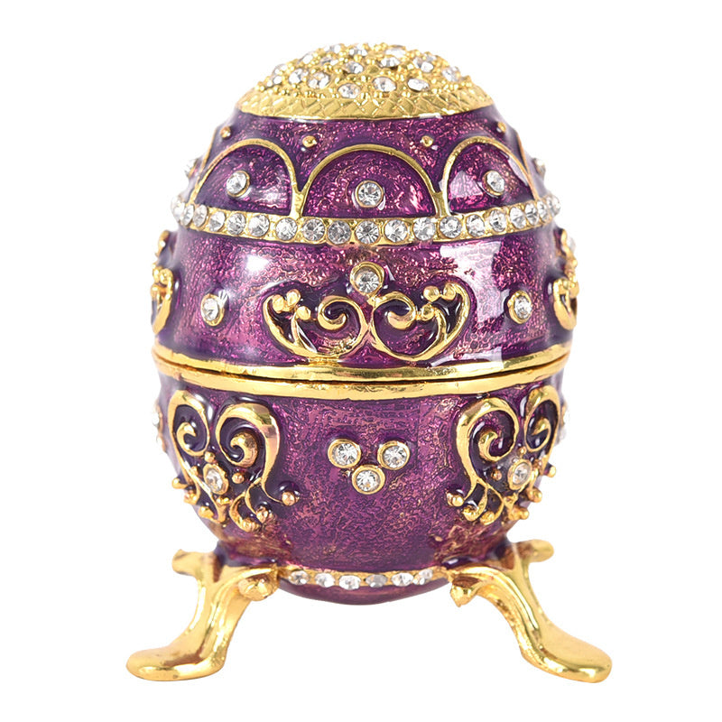 European Home Furnishing Pieces Creative Egg Crafts Jewelry Box Enamel Color Hand-painted Diamond Wedding Gift