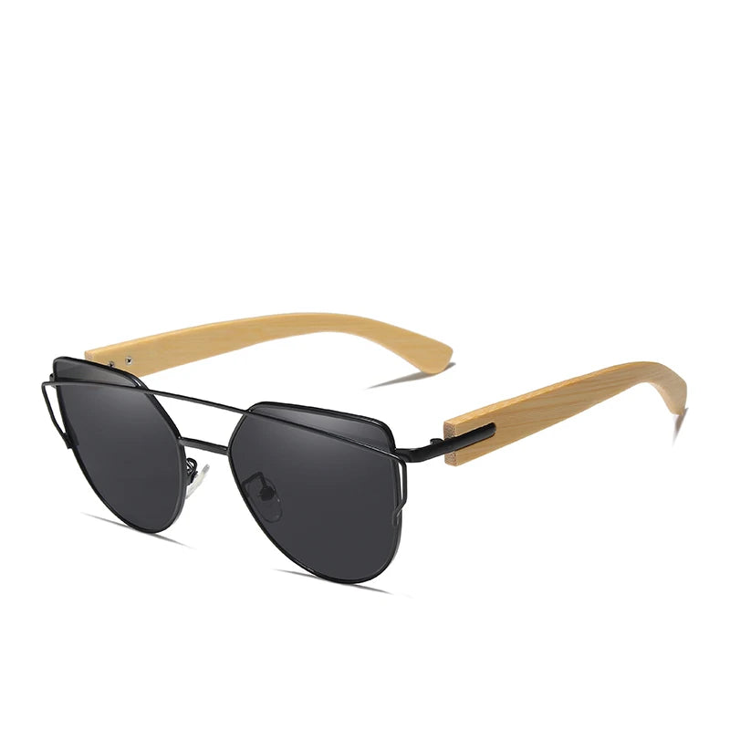 For Handmade Unisex Sunglasses Original Brand Design Wooden Bamboo Frame Polycarbonate UV400 Protection Black Y5585 Model