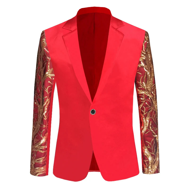 Sequins Velvet Series Men Shawl Lapel Blazer Designs Velvet Gold Flowers Sequins Jacket DJ Club Singer blazer for Men 2024
