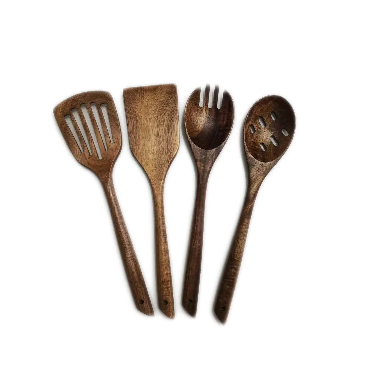 Natural Wood Slotted Spurtle Spoons Set for Nonstick Cookware Wooden Spurtle Kitchen Utensils 4PCS/set
