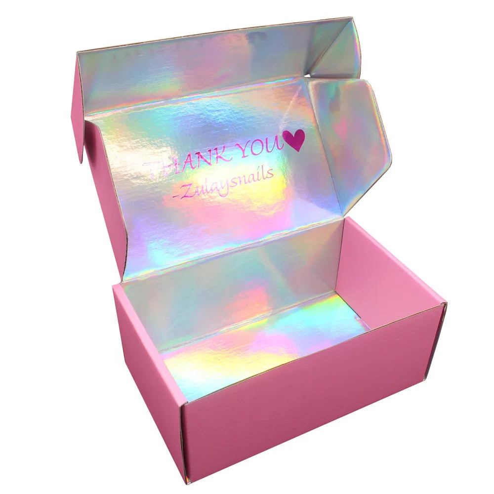 Luxury Glossy Cardboard Mailer Box Holographic Shipping Boxes