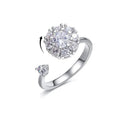 Zircon Rotating Ring Relieving Stress Sparkling Cubic Zirconia Spinner Copper Ring Open Adjustable for Valentine's Day Gift