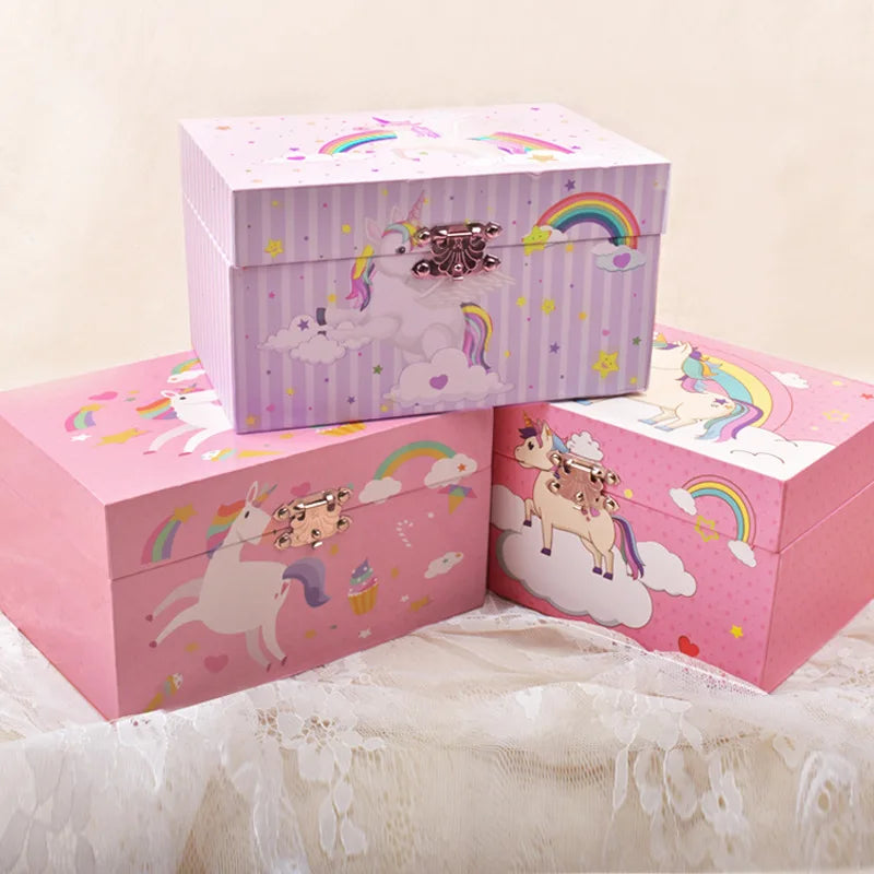 Unicorn Jewellery Box Recyclable Paper Musical Princess Toy Gift Box for Girls for Kids' Storage and Display