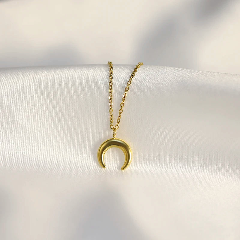 Exquisite Stainless Steel Chain Romantic Half Moon Necklaces